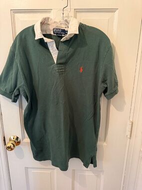 Polo by Ralph Lauren green short sleeved polo, orange polo player, sz M